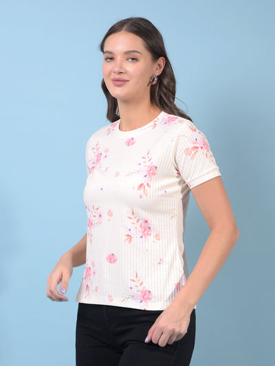 Women's Yellow Floral Print Top-Women Tops-Crimsoune Club