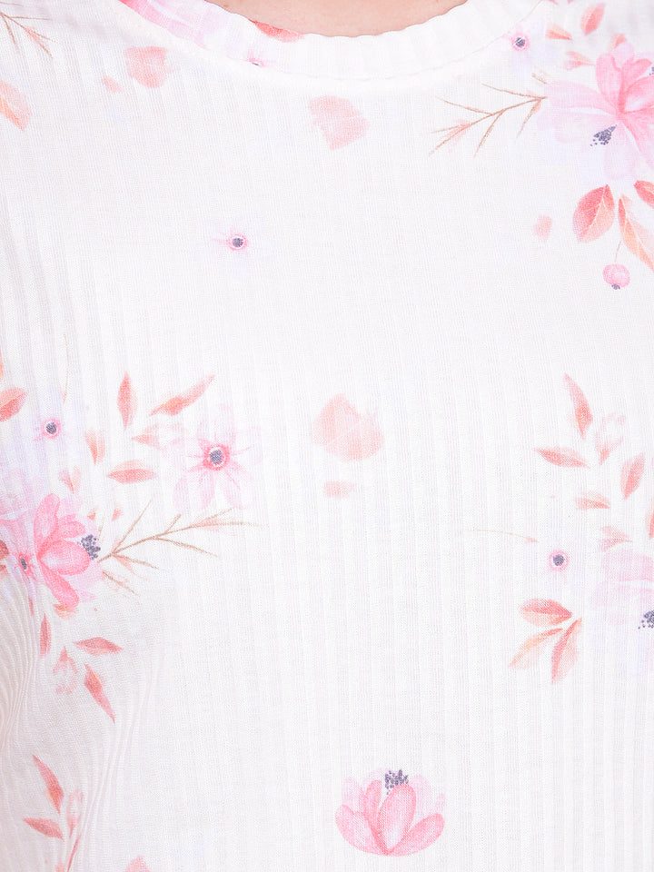 Yellow Floral Print Top-Women Tops-Crimsoune Club