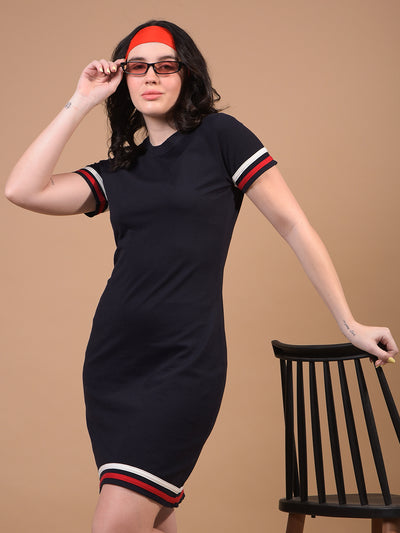 Women's Navy Blue Bodycon Dress-Women Dress-Crimsoune Club