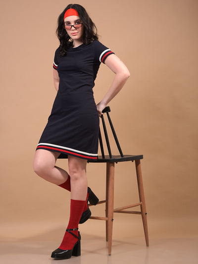 Women's Navy Blue Bodycon Dress-Women Dress-Crimsoune Club