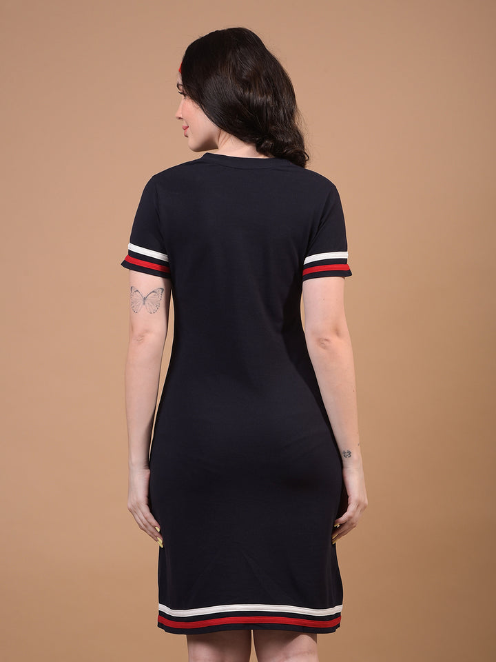 Women's Navy Blue Bodycon Dress-Women Dress-Crimsoune Club