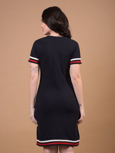 Women's Navy Blue Bodycon Dress-Women Dress-Crimsoune Club