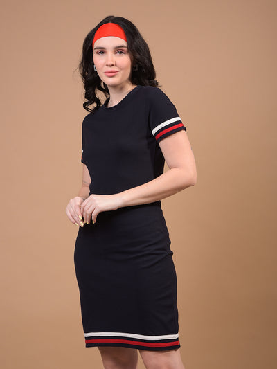 Women's Navy Blue Bodycon Dress-Women Dress-Crimsoune Club