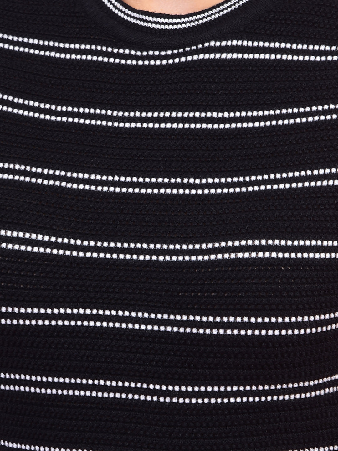 Black Horizontal Stripes 100% Cotton Sleeveless Top-Women Tops-Crimsoune Club