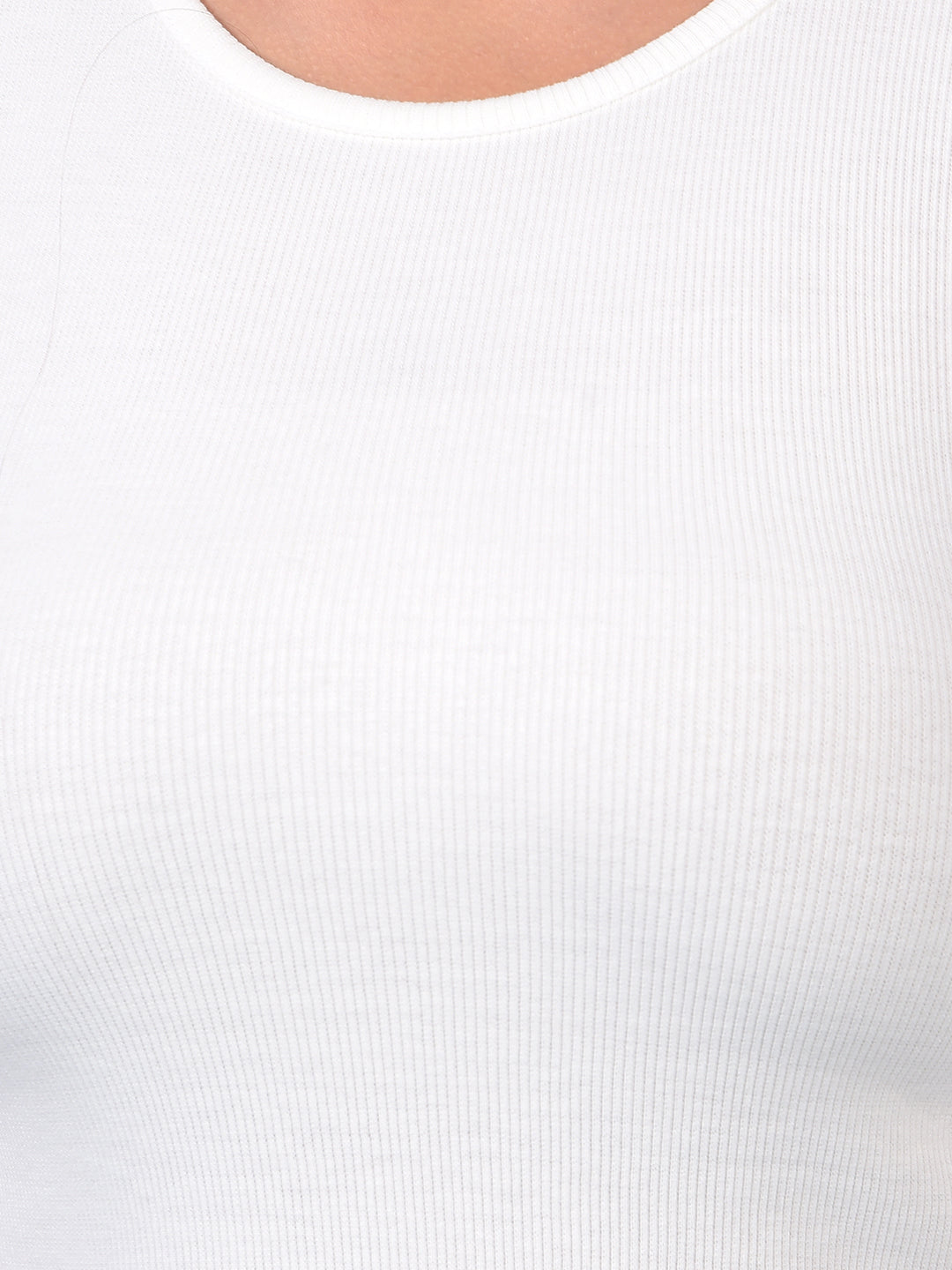 Women's White Jacquard T-Shirt-Women T-Shirts-Crimsoune Club