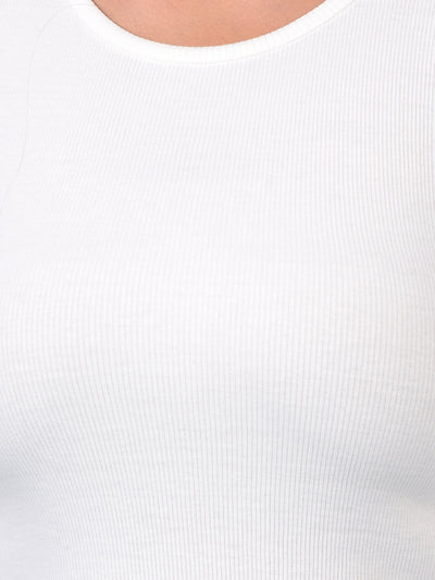 Women's White Jacquard T-Shirt-Women T-Shirts-Crimsoune Club