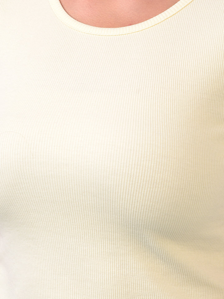Women's Cream Jacquard T-Shirt-Women T-Shirts-Crimsoune Club