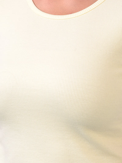 Women's Cream Jacquard T-Shirt-Women T-Shirts-Crimsoune Club