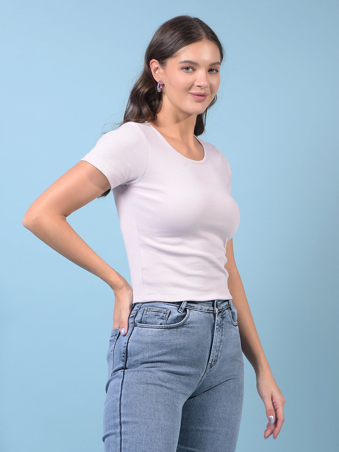 Women's Purple Jacquard T-Shirt-Women T-Shirts-Crimsoune Club