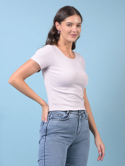Women's Purple Jacquard T-Shirt-Women T-Shirts-Crimsoune Club