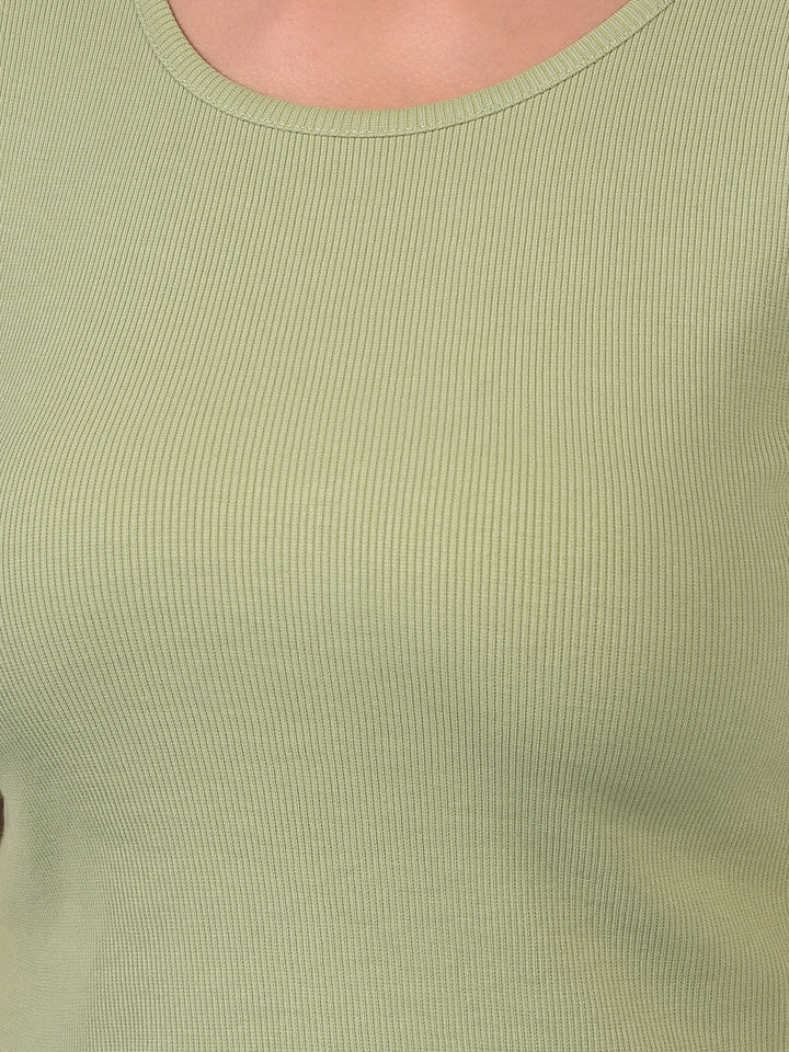 Women's Green Jacquard T-Shirt-Women T-Shirts-Crimsoune Club
