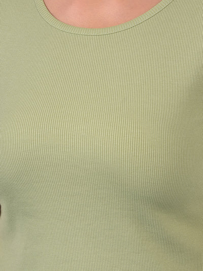 Women's Green Jacquard T-Shirt-Women T-Shirts-Crimsoune Club