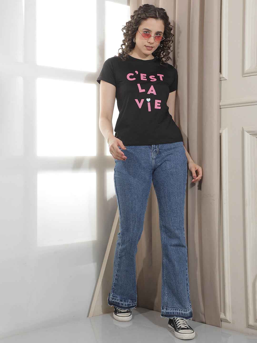 Black Typographic Printed T-Shirt