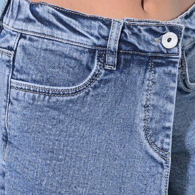 Blue Denim Shorts-Girls Shorts-Crimsoune Club