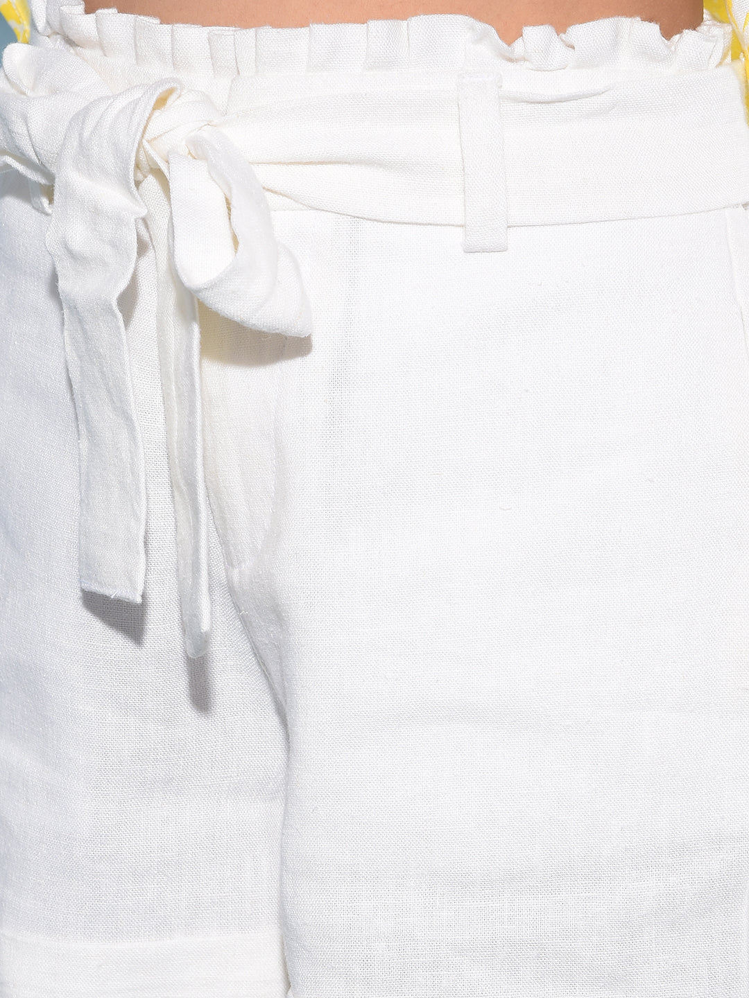 White Linen Hot-Pants-Girls Shorts-Crimsoune Club