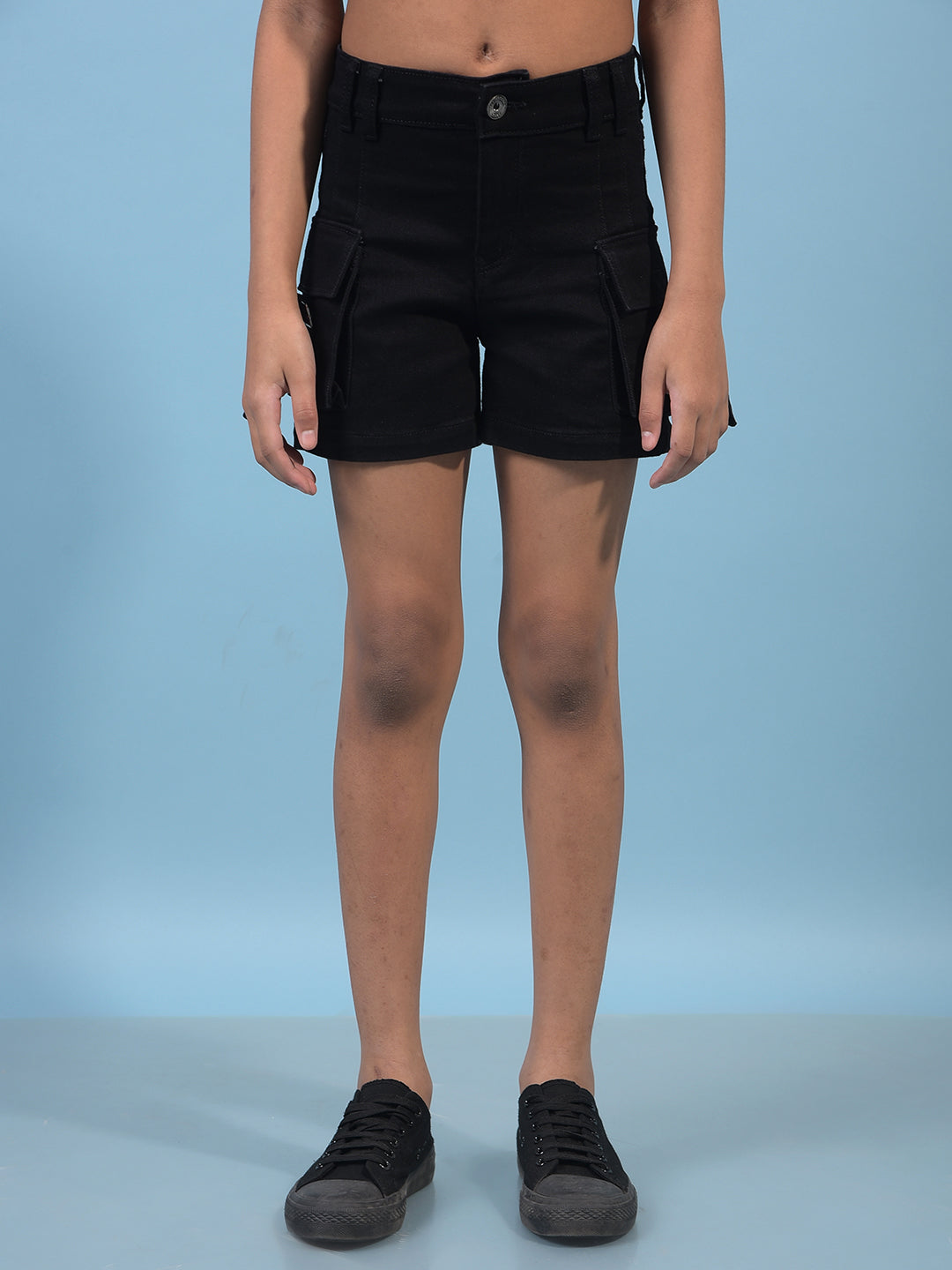 Girl's Black Cargo Shorts-Girls Shorts-Crimsoune Club