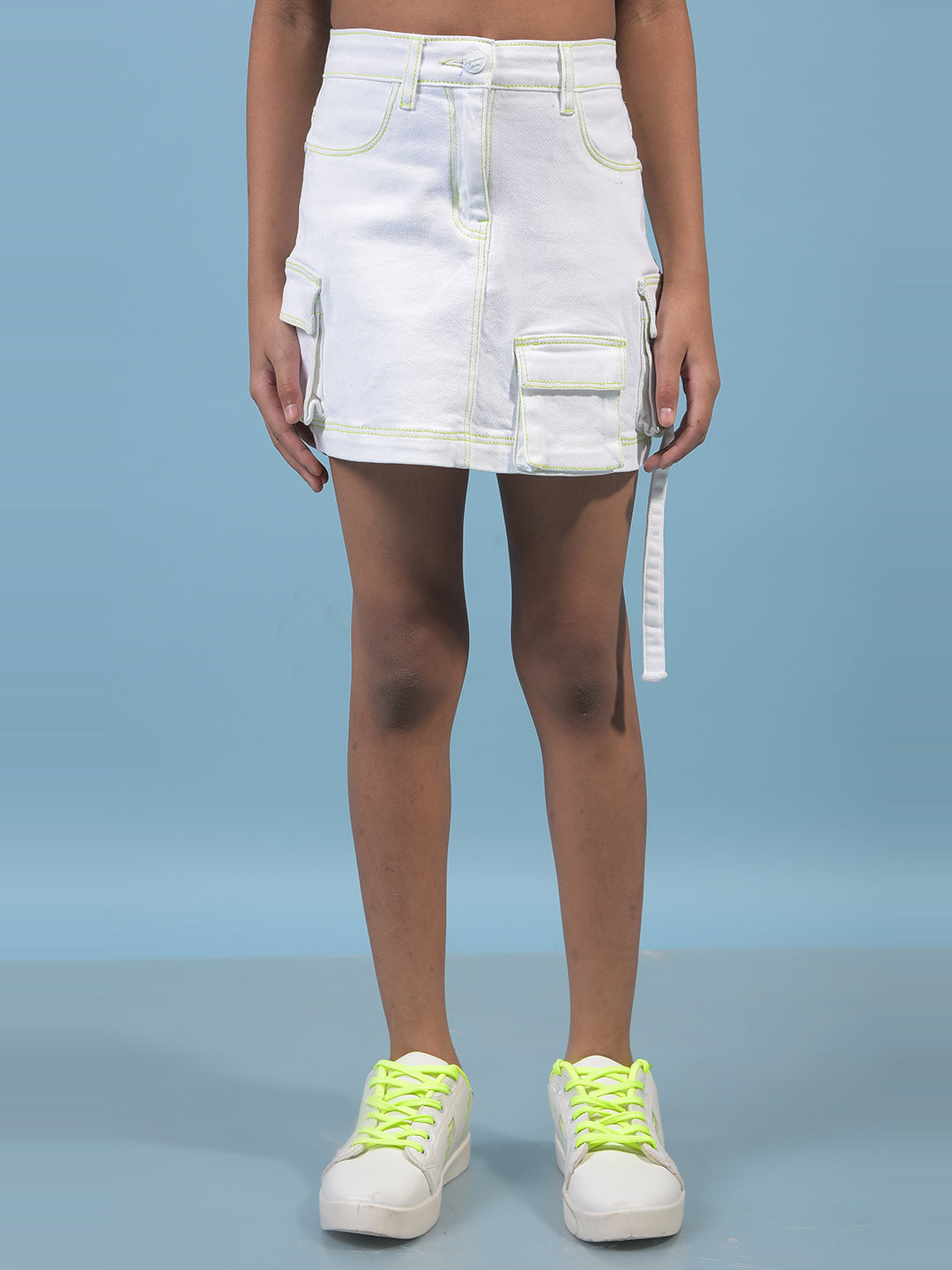 Girl's White Denim Skirt-Girls Skirts-Crimsoune Club