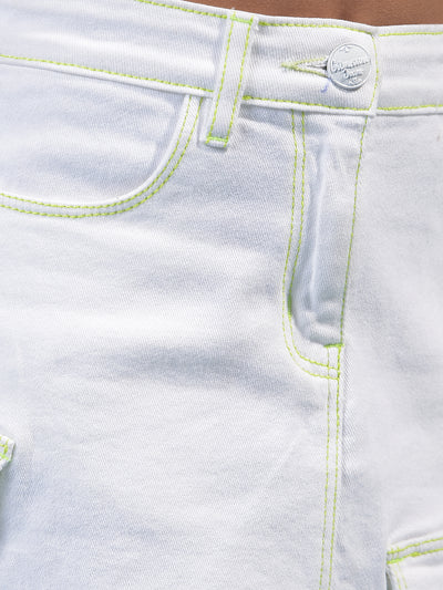 Girl's White Denim Skirt-Girls Skirts-Crimsoune Club
