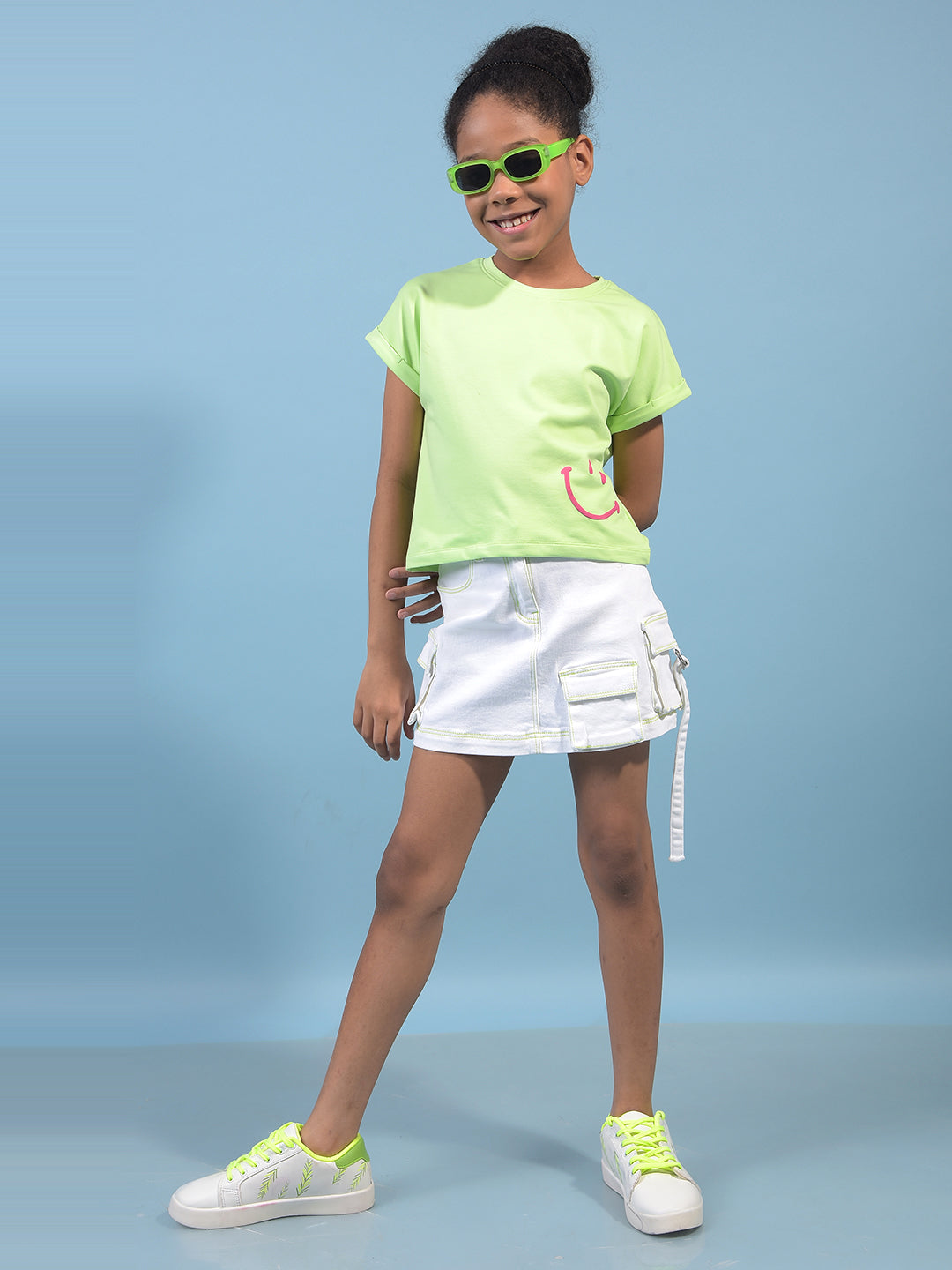 Girl's White Denim Skirt-Girls Skirts-Crimsoune Club