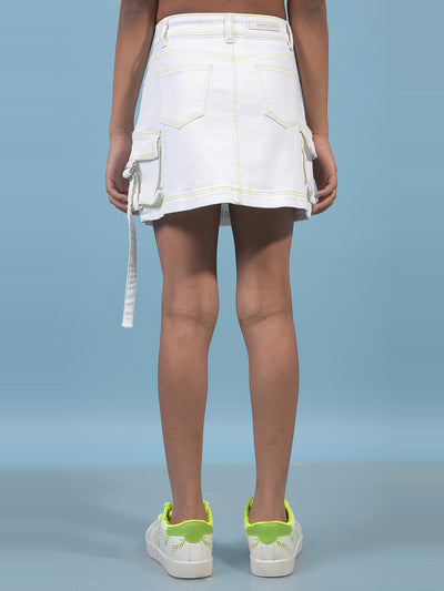 Girl's White Denim Skirt-Girls Skirts-Crimsoune Club