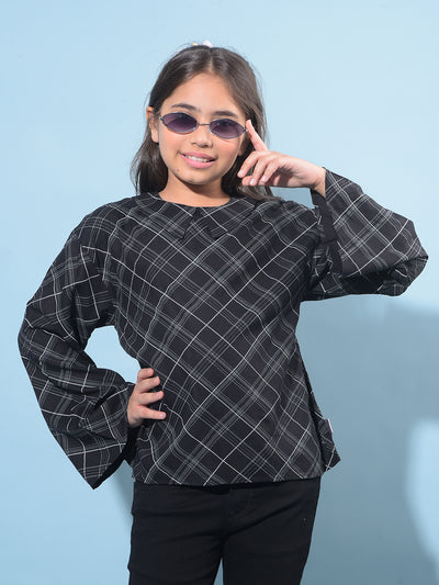 Black Printed 100% Lyocell Top-Girls Tops-Crimsoune Club