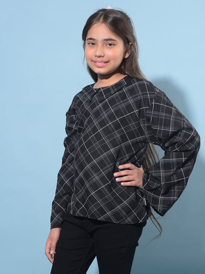 Black Printed 100% Lyocell Top-Girls Tops-Crimsoune Club