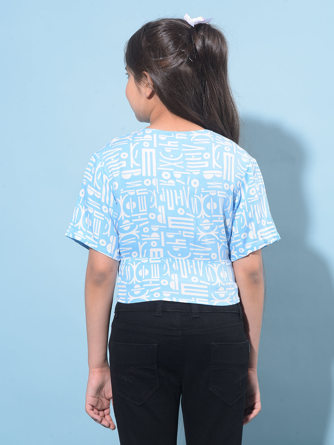 Blue Printed 100% Lyocell Top-Girls Tops-Crimsoune Club