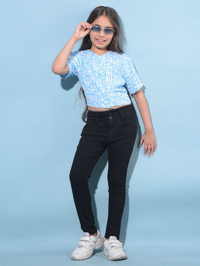 Blue Printed 100% Lyocell Top-Girls Tops-Crimsoune Club