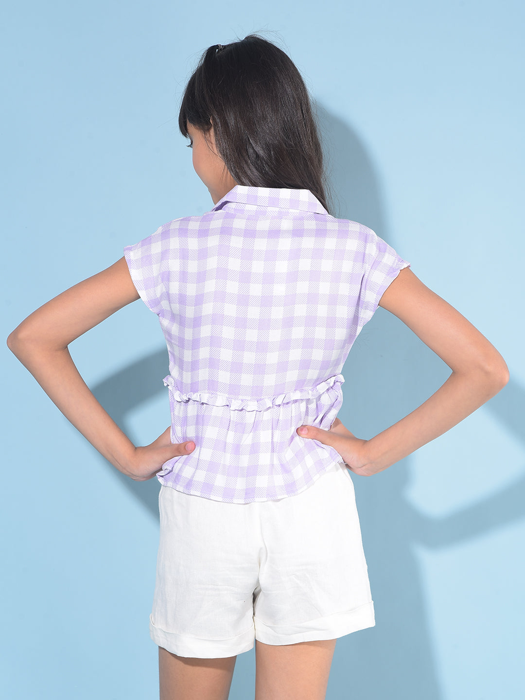 Purple Tartan Check Top-Girls Tops-Crimsoune Club