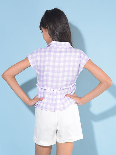 Purple Tartan Check Top-Girls Tops-Crimsoune Club