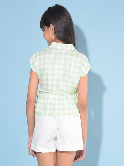 Green Tartan Check Top-Girls Tops-Crimsoune Club