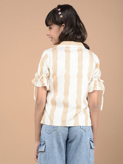 Beige Vertical Stripes Top-Girls Tops-Crimsoune Club