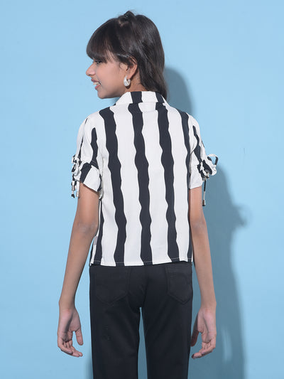 Black Vertical Striped Top-Girls Tops-Crimsoune Club