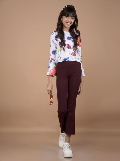 Multi-Color Floral Print Linen Top-Girls Tops-Crimsoune Club