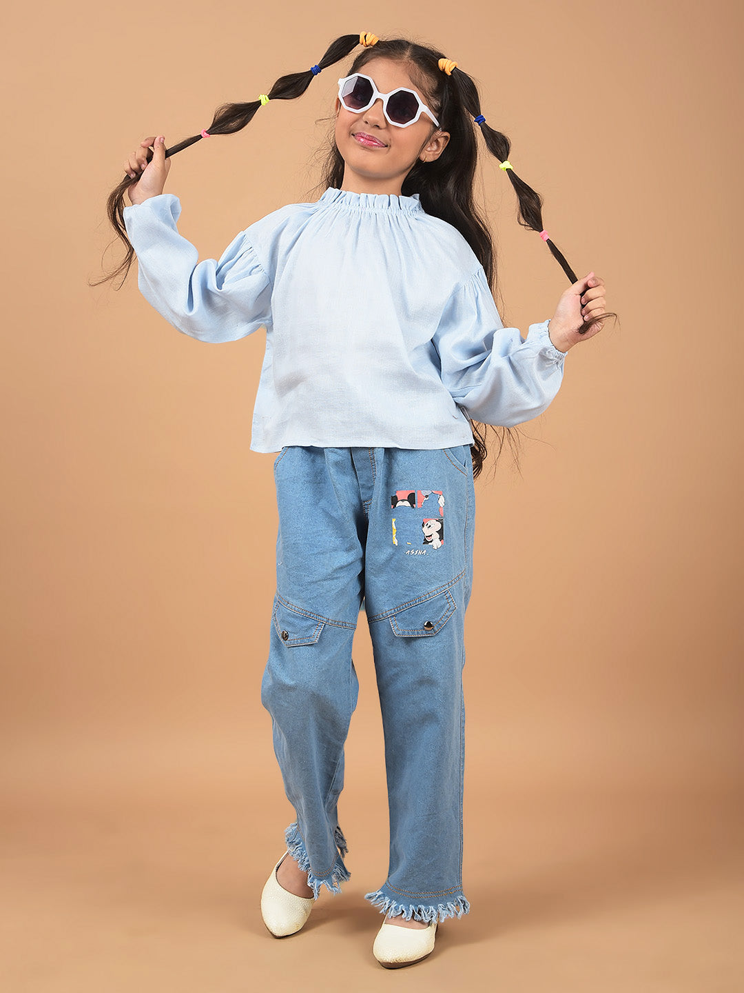 Blue Linen Top-Girls Tops-Crimsoune Club