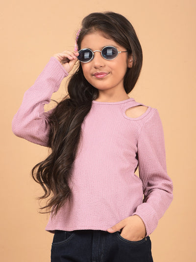 Purple Cut-Out Top-Girls Tops-Crimsoune Club