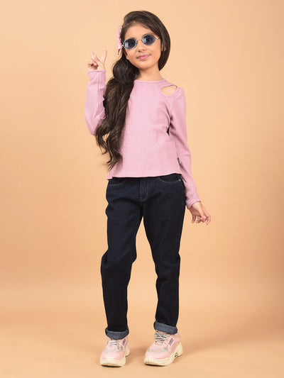Purple Cut-Out Top-Girls Tops-Crimsoune Club