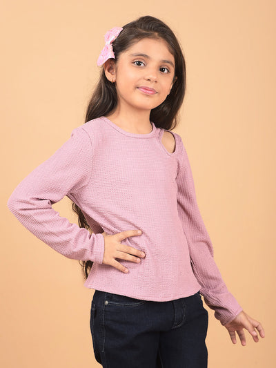 Purple Cut-Out Top-Girls Tops-Crimsoune Club
