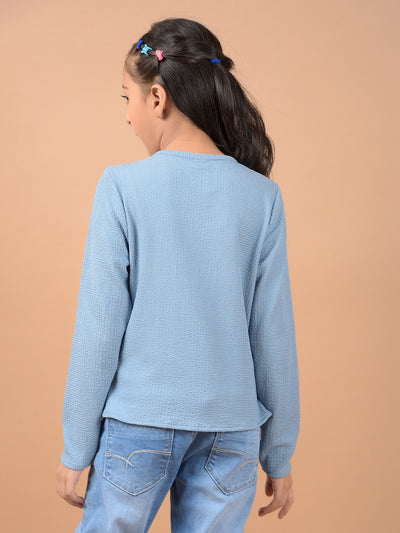 Blue Cut-Out Top-Girls Tops-Crimsoune Club