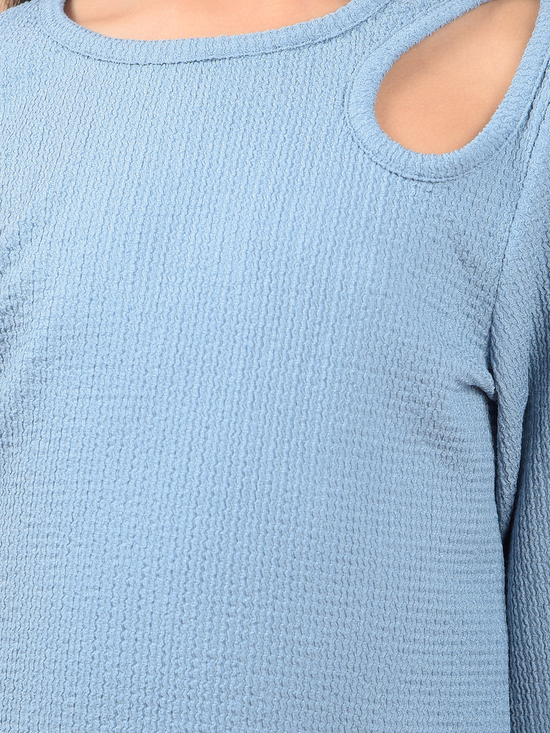 Blue Cut-Out Top-Girls Tops-Crimsoune Club