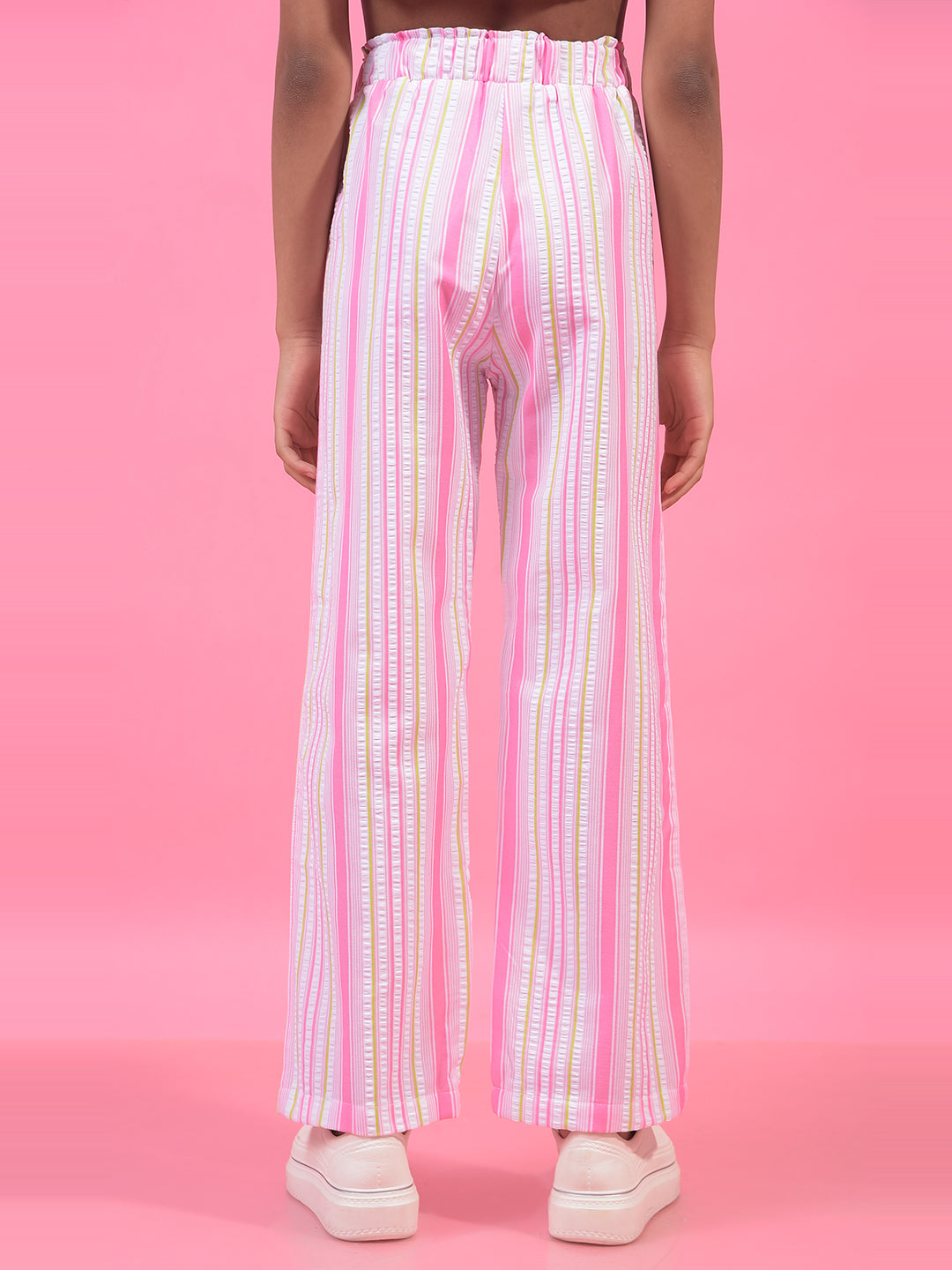 Girl's Multi-Color Vertical Stripes Casual Trousers-Girls Trousers-Crimsoune Club