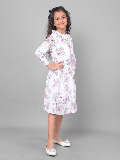 Multicolour Printed Floral Dress-Girls Dresses-Crimsoune Club