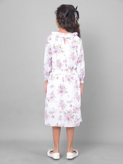 Multicolour Printed Floral Dress-Girls Dresses-Crimsoune Club