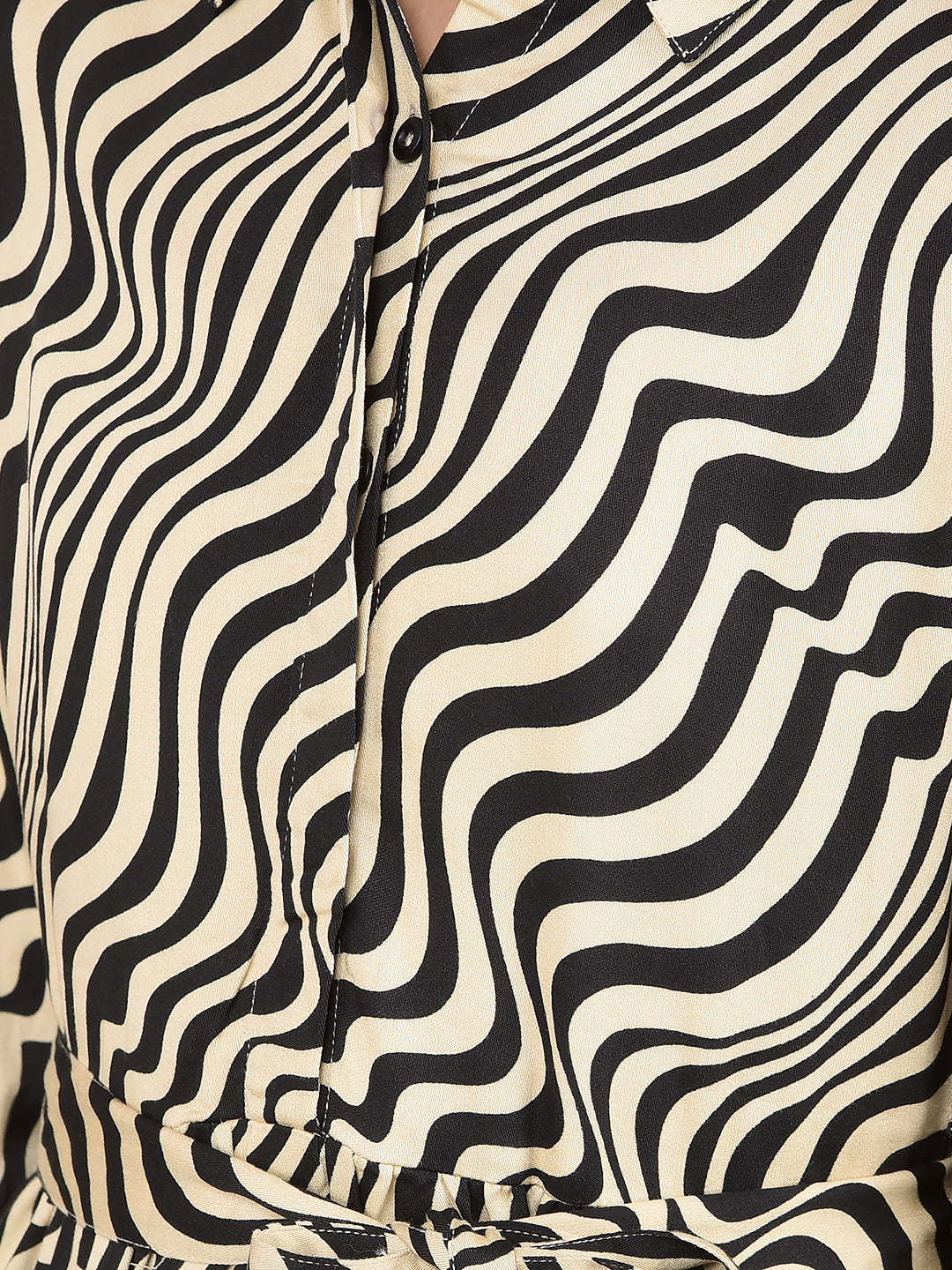 Beige Abstract Print Midi Shirt-Dress-Girls Dresses-Crimsoune Club