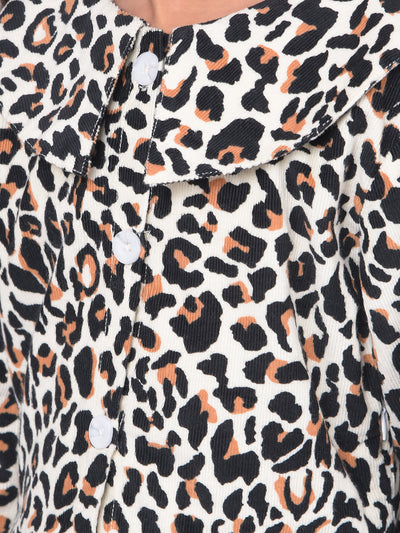 Black Printed Animal Print Dress-Girls Dresses-Crimsoune Club