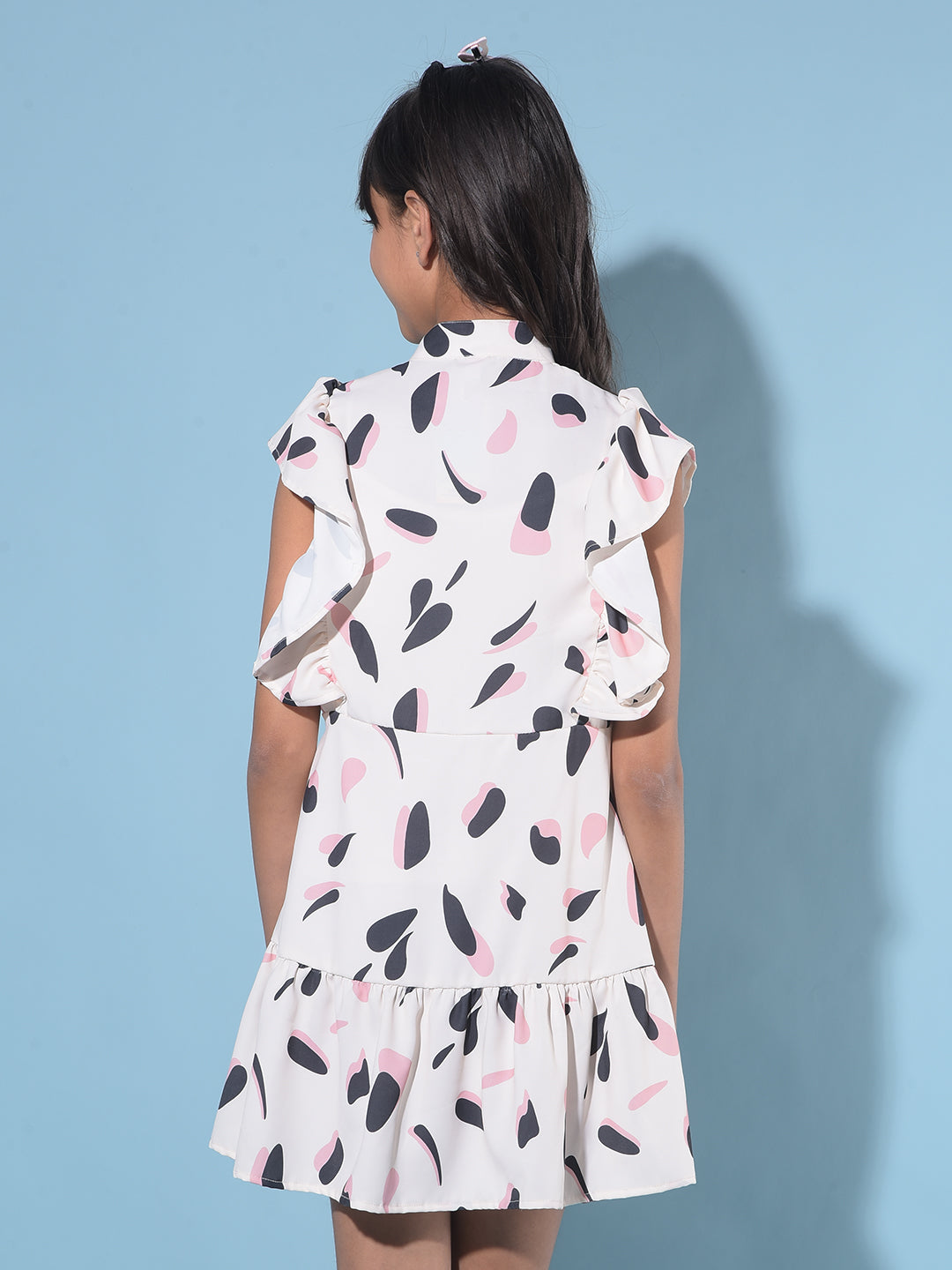White Printed A-Line Dress-Girls Dresses-Crimsoune Club