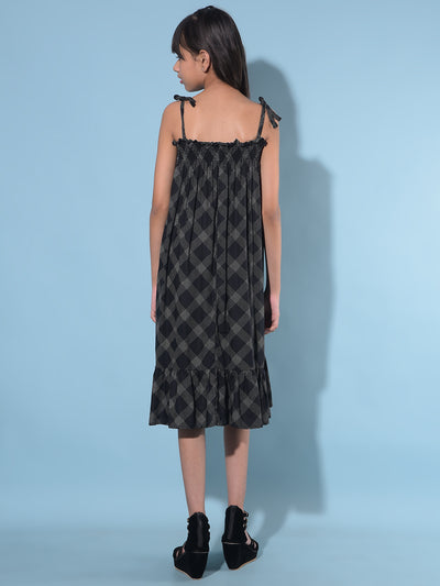 Black Printed A-Line Dress-Girls Dresses-Crimsoune Club