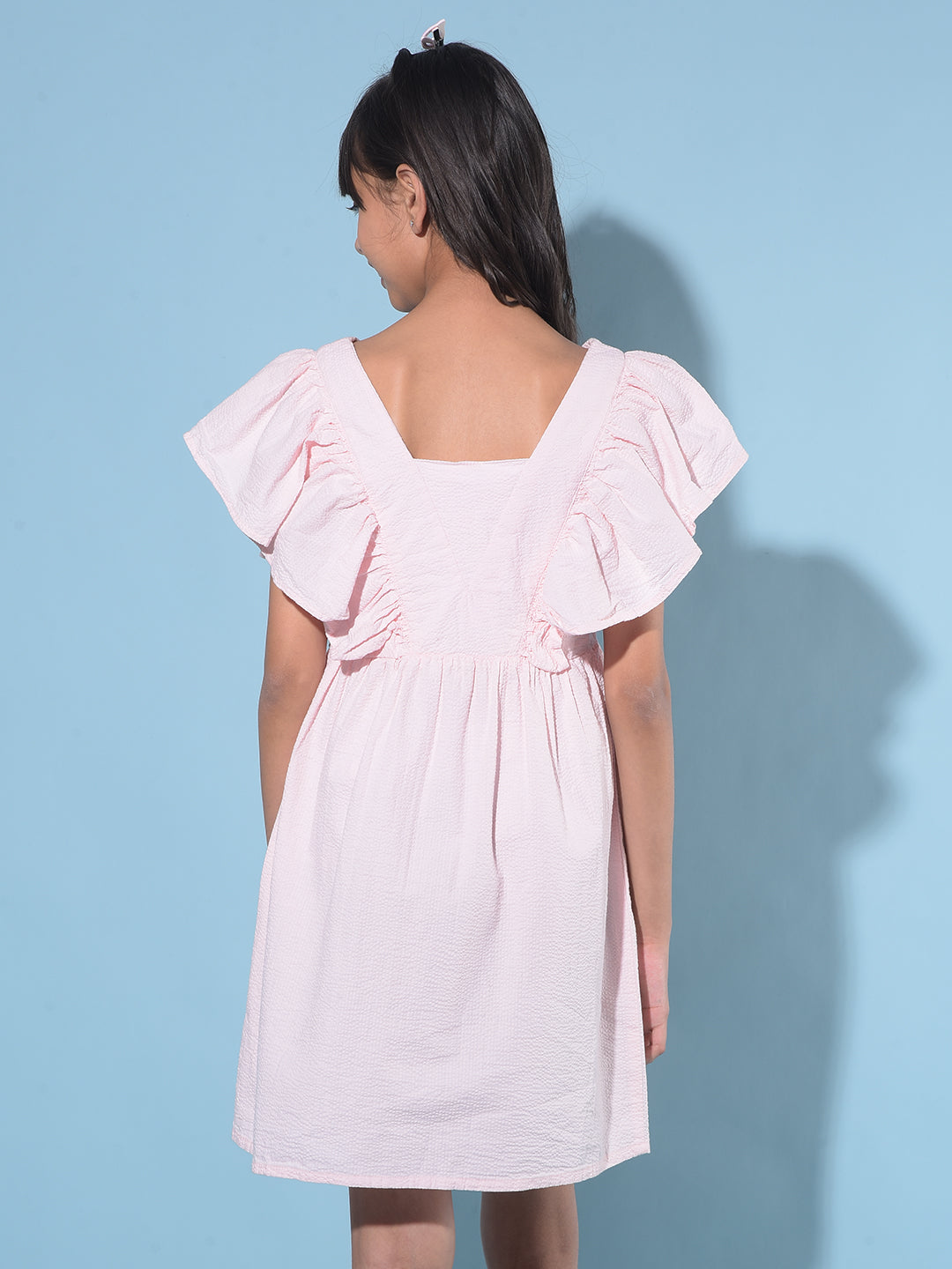 Pink 100% Cotton A-Line Dress-Girls Dresses-Crimsoune Club