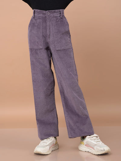 Purple Printed 100% Cotton Corduroy Co-Ord Sets-Girls Co-Ord Sets-Crimsoune Club