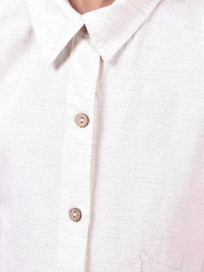 Off White Linen Shirt Dress-Girls Dress-Crimsoune Club